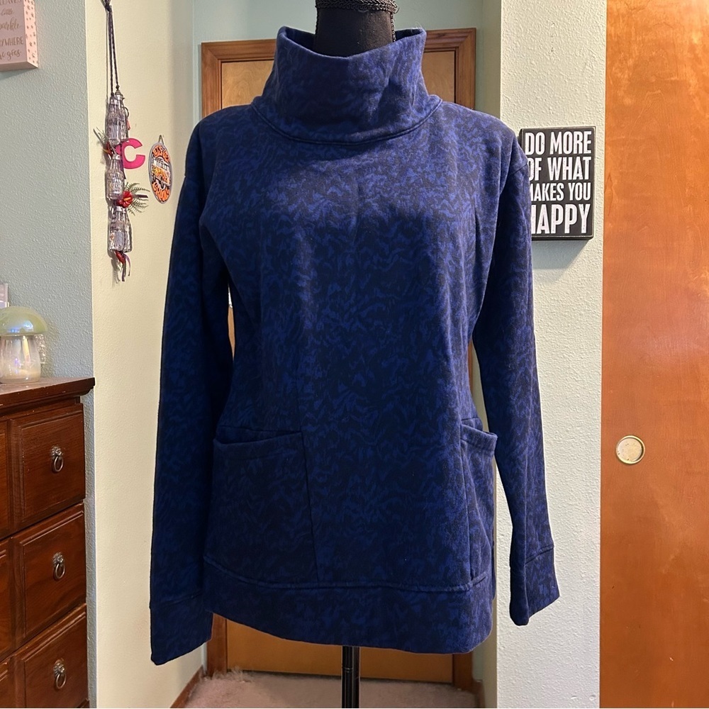 Columbia Lodge Funnel blue and black patterned pullover sweatshirt size S